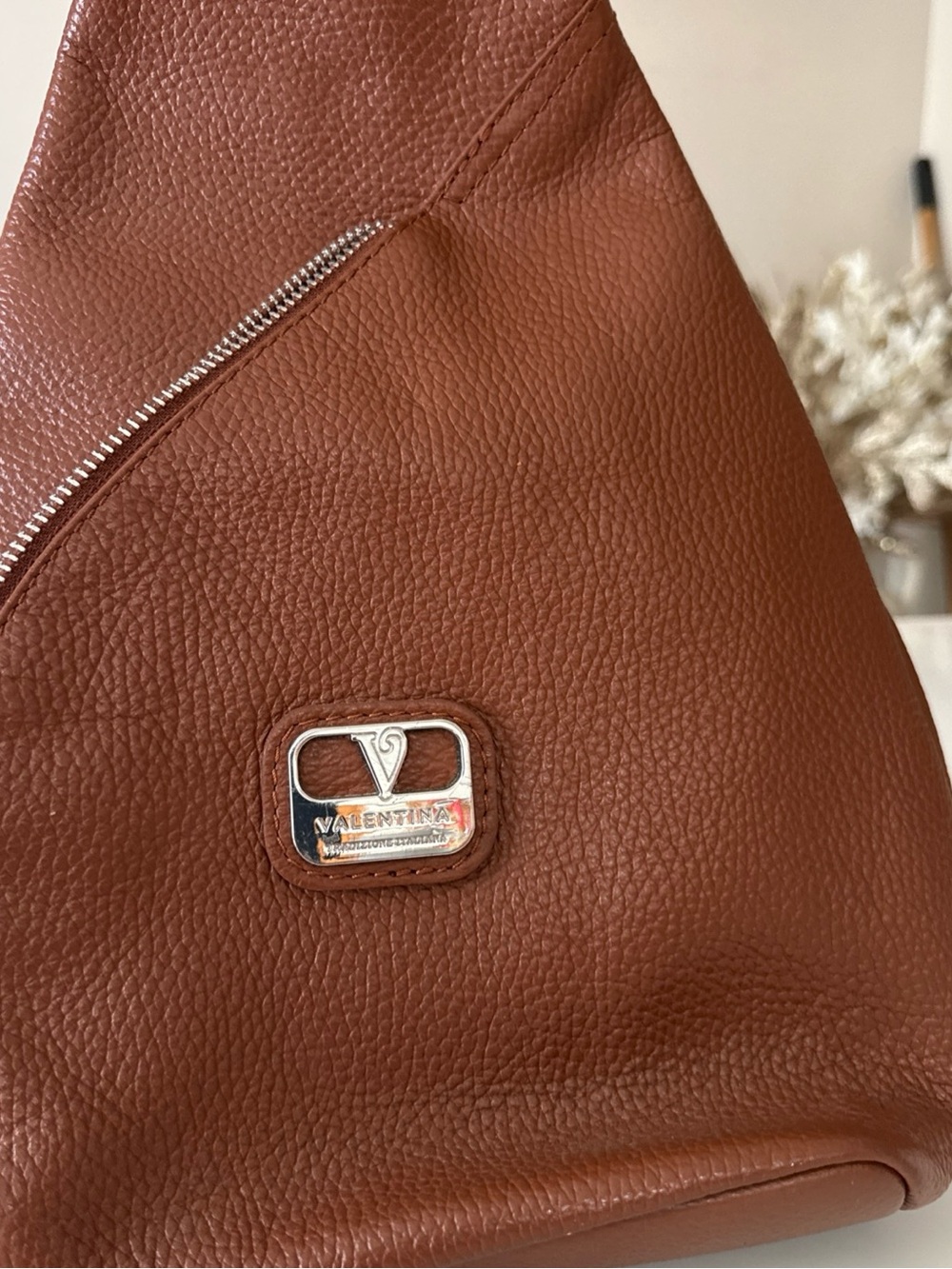 Valentina genuine leather made in Italy cognac convertible backpack
